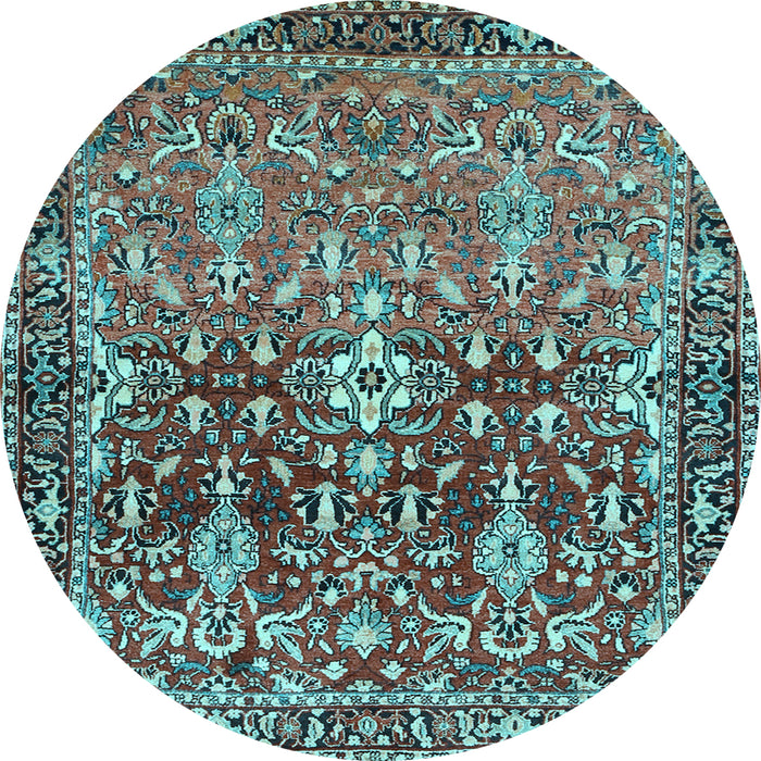 Round Machine Washable Persian Light Blue Traditional Rug, wshtr1139lblu