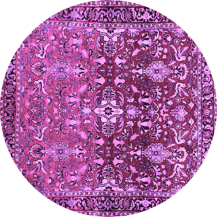 Round Machine Washable Persian Purple Traditional Area Rugs, wshtr1139pur