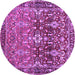 Round Machine Washable Persian Purple Traditional Area Rugs, wshtr1139pur