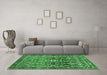 Machine Washable Persian Emerald Green Traditional Area Rugs in a Living Room,, wshtr1139emgrn