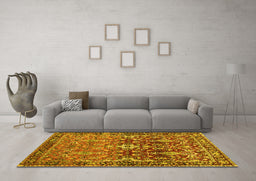 Machine Washable Persian Yellow Traditional Rug in a Living Room, wshtr1139yw