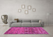 Machine Washable Persian Pink Traditional Rug in a Living Room, wshtr1139pnk