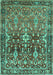 Machine Washable Persian Turquoise Traditional Area Rugs, wshtr1139turq