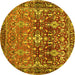 Round Persian Yellow Traditional Rug, tr1139yw