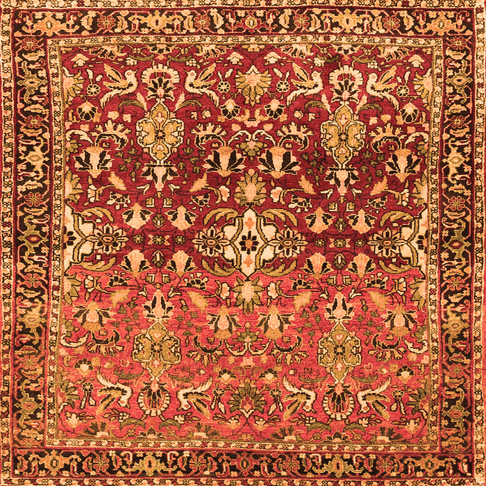 Round Machine Washable Persian Orange Traditional Area Rugs, wshtr1139org