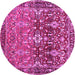 Round Persian Pink Traditional Rug, tr1139pnk