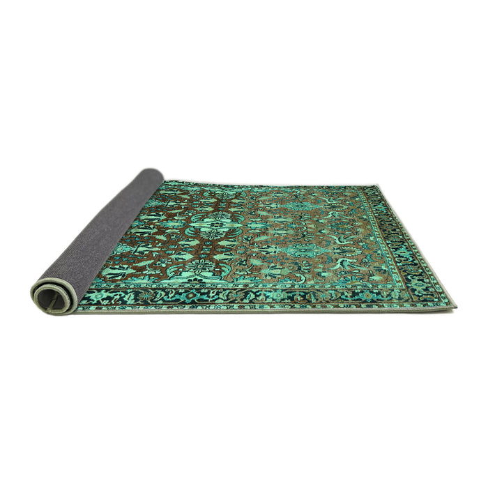 Sideview of Persian Turquoise Traditional Rug, tr1139turq
