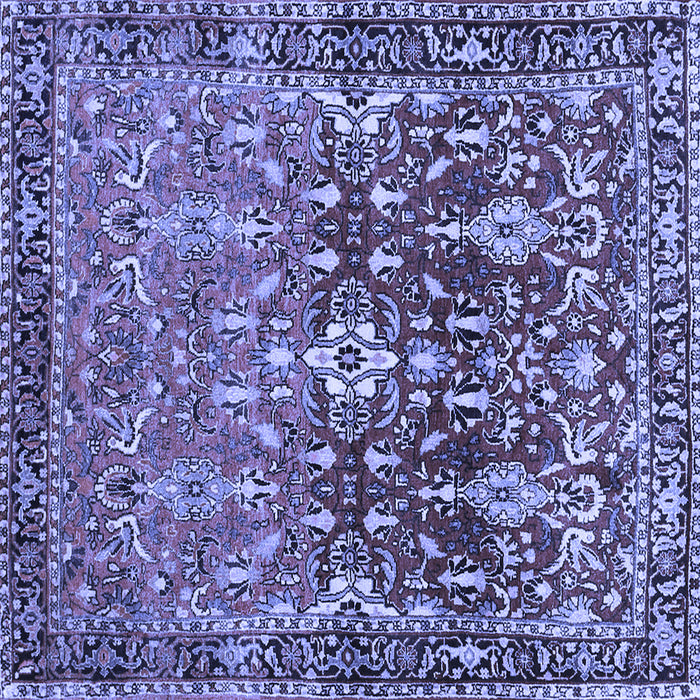 Square Machine Washable Persian Blue Traditional Rug, wshtr1139blu