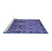 Sideview of Machine Washable Persian Blue Traditional Rug, wshtr1139blu