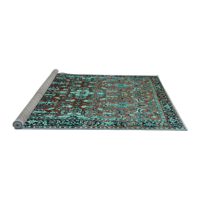 Sideview of Machine Washable Persian Light Blue Traditional Rug, wshtr1139lblu