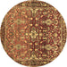 Round Persian Brown Traditional Rug, tr1139brn