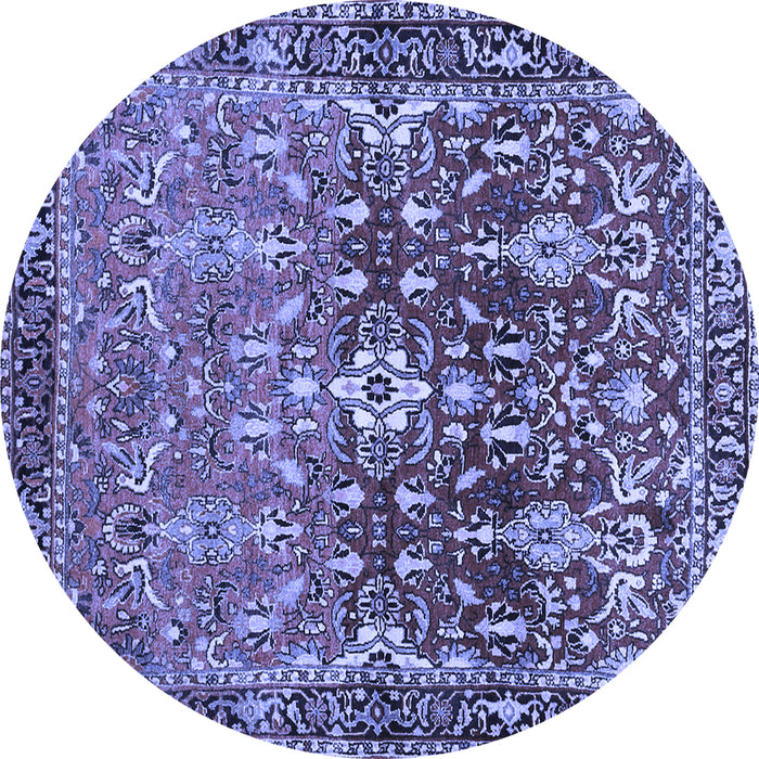 Round Machine Washable Persian Blue Traditional Rug, wshtr1139blu