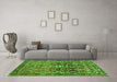 Machine Washable Persian Green Traditional Area Rugs in a Living Room,, wshtr1139grn