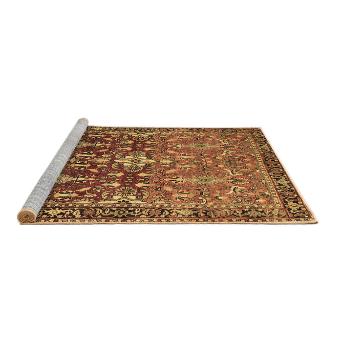 Sideview of Machine Washable Persian Brown Traditional Rug, wshtr1139brn