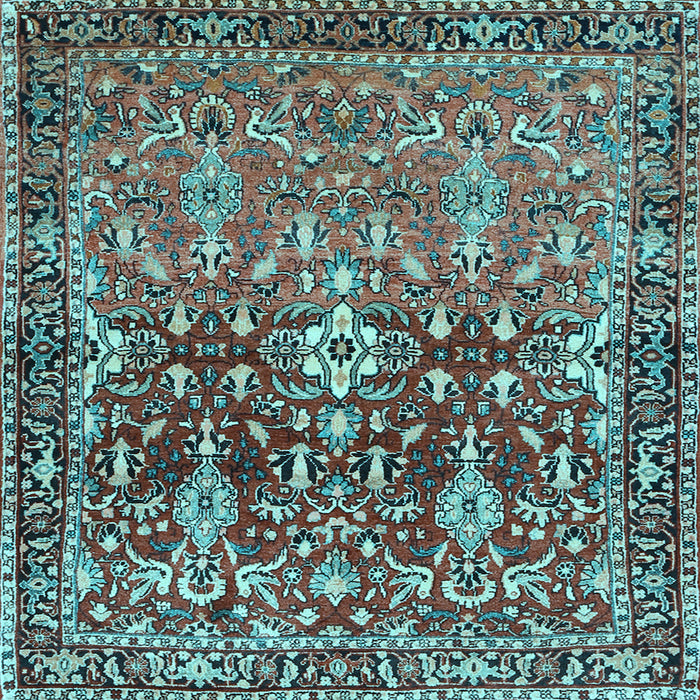 Square Machine Washable Persian Light Blue Traditional Rug, wshtr1139lblu