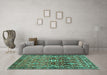 Machine Washable Persian Turquoise Traditional Area Rugs in a Living Room,, wshtr1139turq