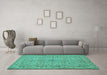 Machine Washable Persian Turquoise Traditional Area Rugs in a Living Room,, wshtr113turq