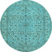 Round Persian Light Blue Traditional Rug, tr113lblu