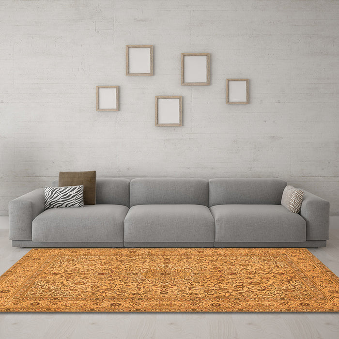 Machine Washable Persian Orange Traditional Area Rugs in a Living Room, wshtr113org