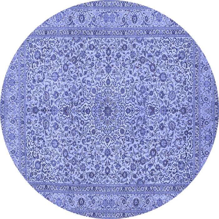 Round Machine Washable Persian Blue Traditional Rug, wshtr113blu