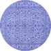 Round Machine Washable Persian Blue Traditional Rug, wshtr113blu