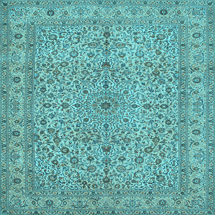 Square Machine Washable Persian Light Blue Traditional Rug, wshtr113lblu