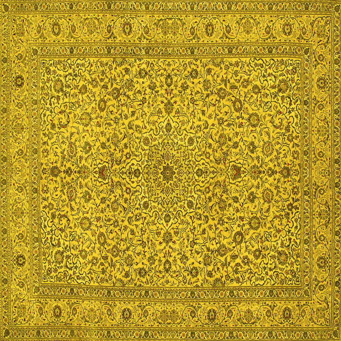 Square Machine Washable Persian Yellow Traditional Rug, wshtr113yw