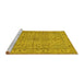 Sideview of Machine Washable Persian Yellow Traditional Rug, wshtr113yw