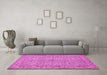 Machine Washable Persian Pink Traditional Rug in a Living Room, wshtr113pnk