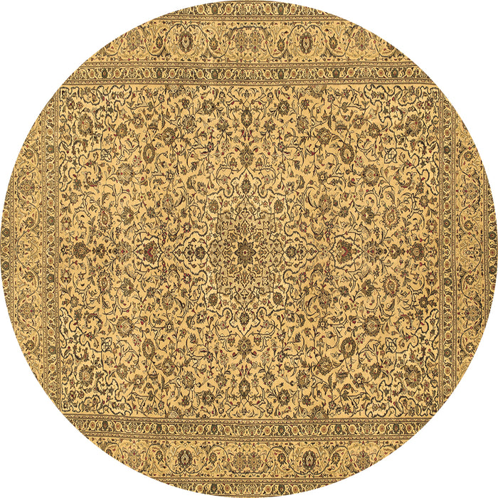 Round Persian Brown Traditional Rug, tr113brn