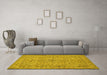 Machine Washable Persian Yellow Traditional Rug in a Living Room, wshtr113yw