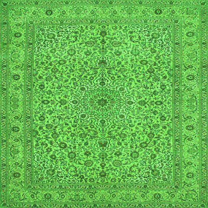 Round Machine Washable Persian Green Traditional Area Rugs, wshtr113grn