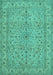 Machine Washable Persian Turquoise Traditional Area Rugs, wshtr113turq