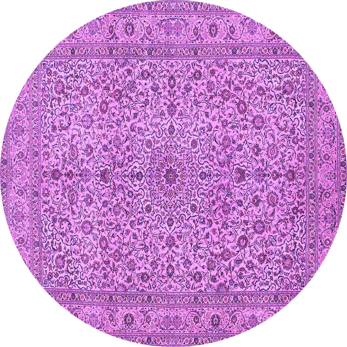 Round Machine Washable Persian Purple Traditional Area Rugs, wshtr113pur