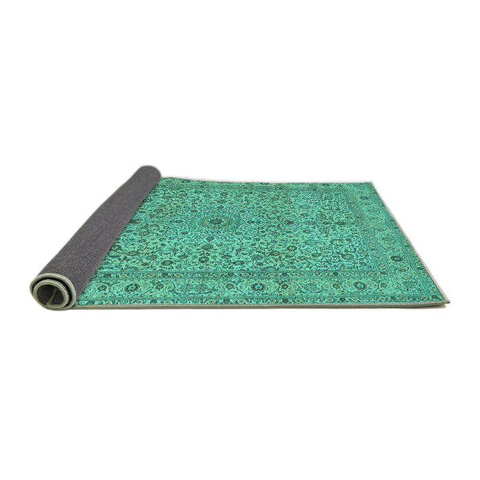 Sideview of Persian Turquoise Traditional Rug, tr113turq