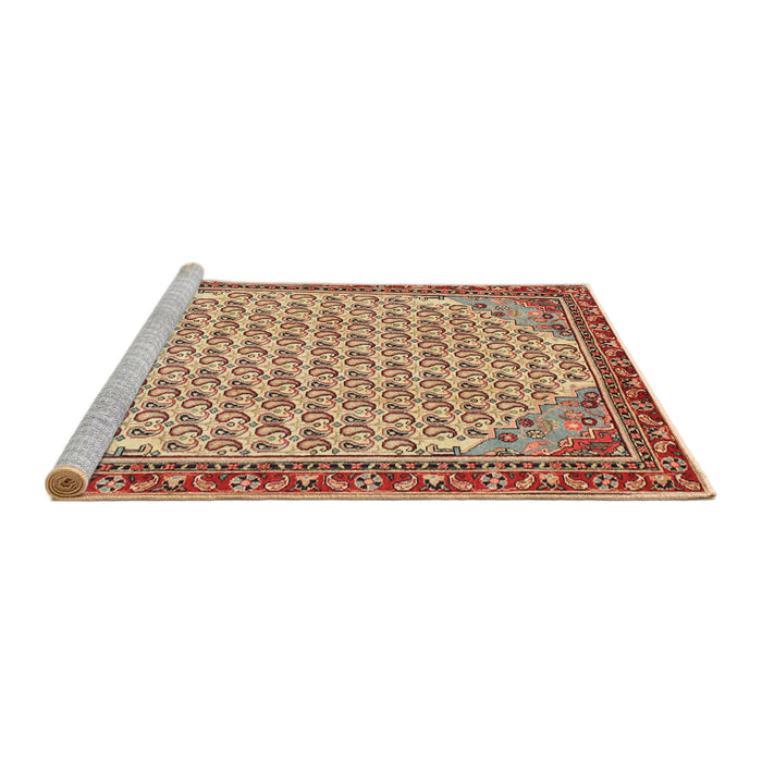 Sideview of Machine Washable Traditional Mahogany Brown Rug, wshtr114