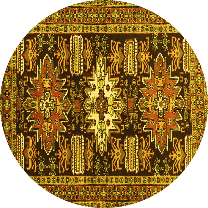 Round Persian Yellow Traditional Rug, tr1140yw