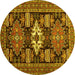 Round Persian Yellow Traditional Rug, tr1140yw