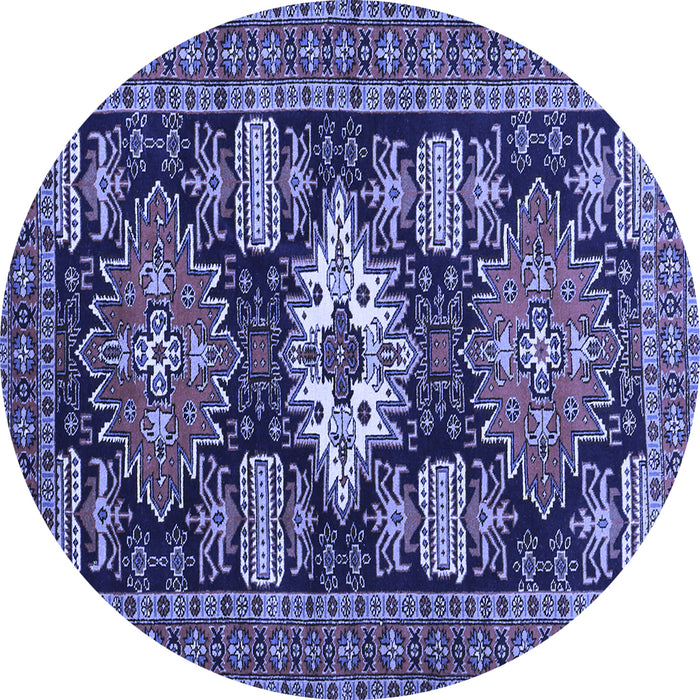 Round Machine Washable Persian Blue Traditional Rug, wshtr1140blu