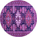 Round Persian Purple Traditional Rug, tr1140pur