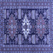 Square Machine Washable Persian Blue Traditional Rug, wshtr1140blu