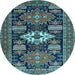 Round Machine Washable Persian Light Blue Traditional Rug, wshtr1140lblu