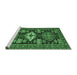 Sideview of Machine Washable Persian Emerald Green Traditional Area Rugs, wshtr1140emgrn