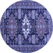 Round Persian Blue Traditional Rug, tr1140blu