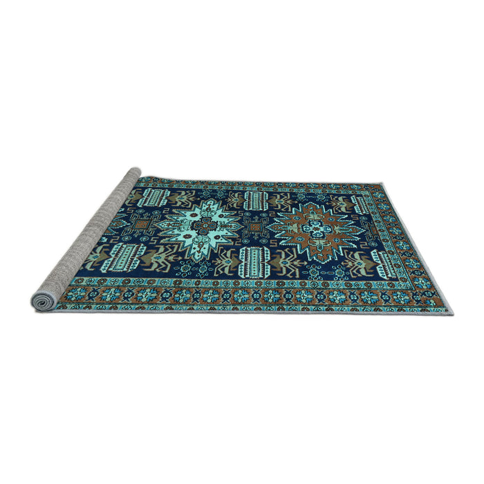 Sideview of Machine Washable Persian Light Blue Traditional Rug, wshtr1140lblu