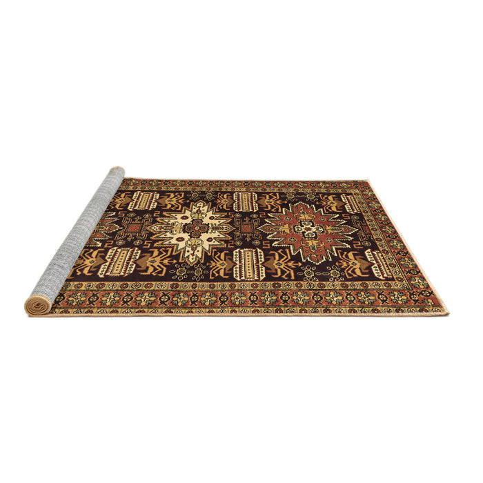 Sideview of Machine Washable Persian Brown Traditional Rug, wshtr1140brn
