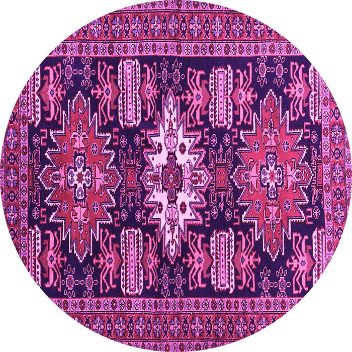 Round Machine Washable Persian Pink Traditional Rug, wshtr1140pnk
