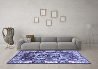 Machine Washable Persian Blue Traditional Rug, wshtr1141blu