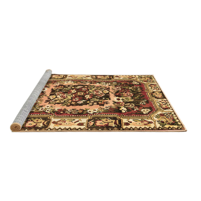 Sideview of Machine Washable Persian Brown Traditional Rug, wshtr1141brn