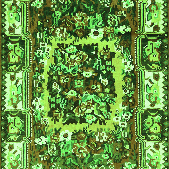Serging Thickness of Machine Washable Persian Green Traditional Area Rugs, wshtr1141grn